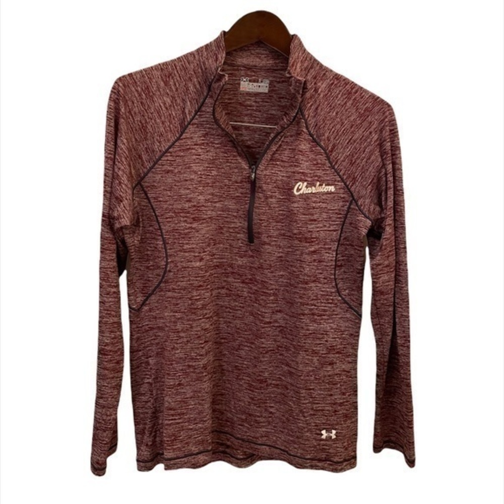 Under Armour Semi Fitted Heatgear Brick Red Charleston Quarter Zipped Jersey top